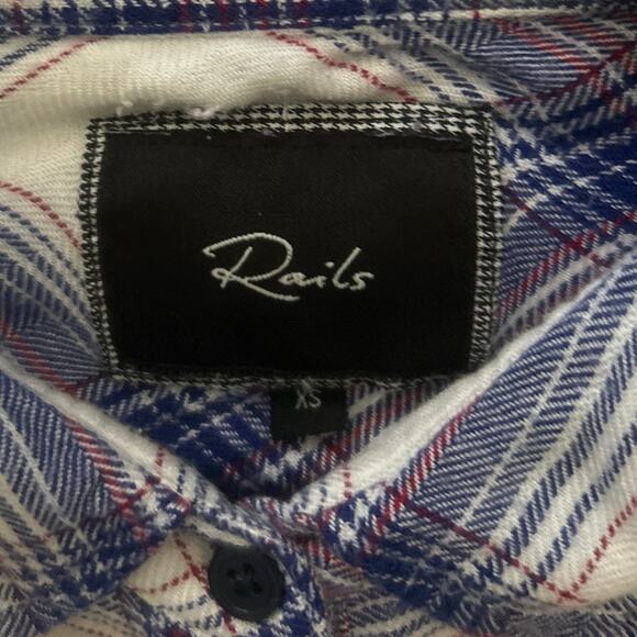 RAILS Hunter Long Sleeve Button Front Soft Classic Top Shirt in White Dusk XS - Picture 4 of 7